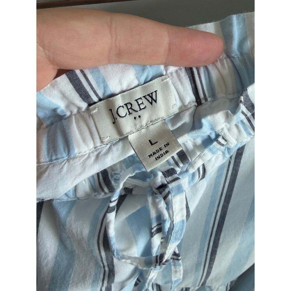 J. Crew Striped Paper-Bag Tiered A-Line Midi Skirt White Glazed Sky Antiq Large - Picture 5 of 10